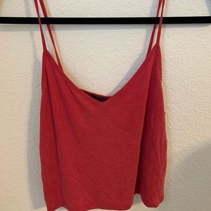 Red ribbed tank top